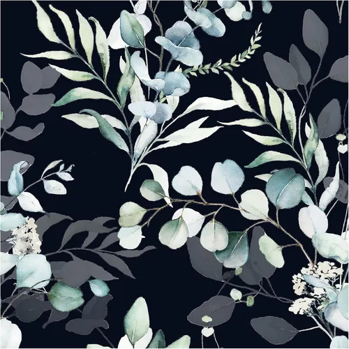 HAOKHOME Papel tapiz para despegar y pegar, diseño floral de hojas de eucalipto negro/gris, decoración bohemia para el hogar, guardería, 17.3