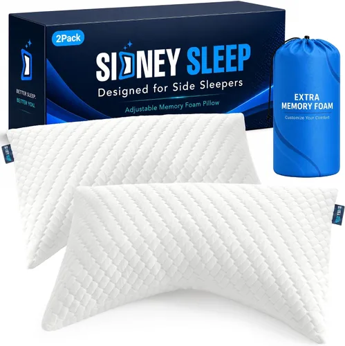 Miniatura 20 de Sidney Sleep Almohadas curvas ajustables para soporte de cuello y hombros con relleno extra triturado, almohada de contorno cervical para personas