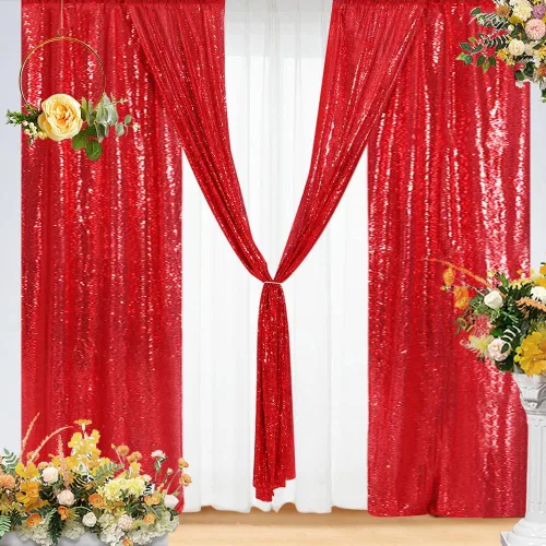 Miniatura 35 de Eternal Beauty Cortinas de fondo de lentejuelas rosadas, 2 paneles de 2 x 8 pies para San Valentín, Navidad, fiesta, cumpleaños, fotografía, boda
