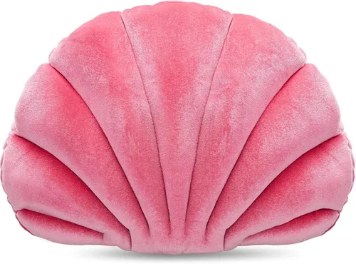 Marsui Almohada decorativa de concha de mar rosa, almohada de 13 pulgadas en forma de concha rosa, regalo 3D inserto para playa, terciopelo suave,
