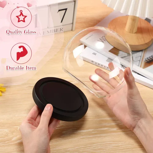 Miniatura 4 de Tuanse 4 piezas de cúpula de cristal para escaparate, globo de vidrio y cúpula de exhibición con base de madera, caja de globo de recuerdo para Negro