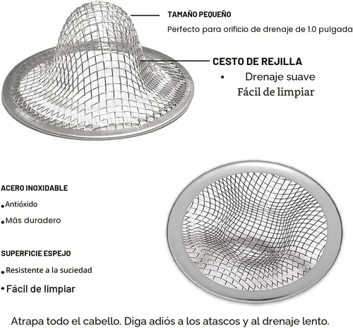 Miniatura 4 de Colador de drenaje pequeño de 1.0", atrapa cabellos para desagüe de fregadero, colador de drenaje de fregadero de baño, 2 cestas de malla de drenaje