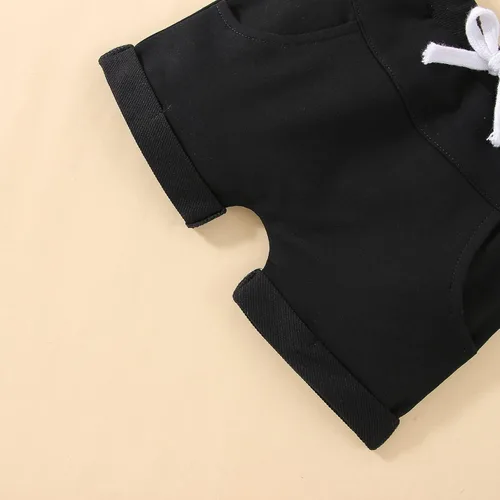 Miniatura 63 de Conjunto de ropa casual de manga corta con botones y pantalones cortos de lino para bebés y niños pequeños