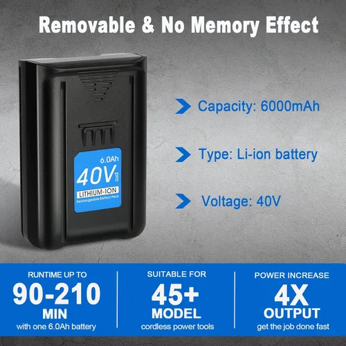 Miniatura 5 de JYJZPB Actualización 6000mAh de alta capacidad 40V reemplazo para batería Kobalt 40V KB440-03 KB2540C-06 KB640-03 KB240-06 adecuado