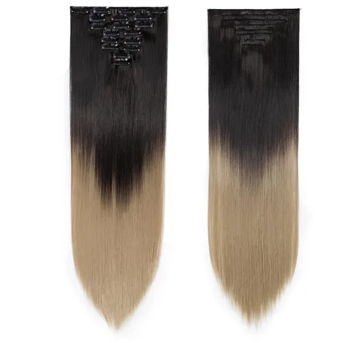 Miniatura 32 de S-noilite Extensiones de cabello sintético largo y lacio con clip de 23 a 26 pulgadas, 8 unidades, 18 clips, para mujeres, entrega de 2 a 5 días