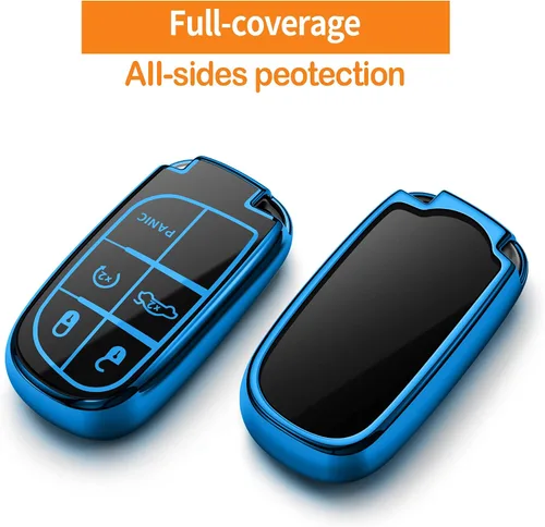 Miniatura 3 de Funda para llavero Jeep con llavero de cuero TPU suave, protección completa, para Jeep Grand Cherokee Renegade Chrysler 200 300 Dodge RAM Durango
