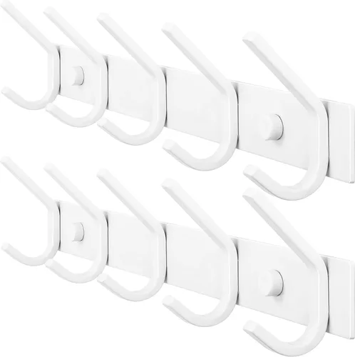 Miniatura 12 de WEBI Perchero de pared, 8 ganchos, 24" de largo, ganchos para colgar abrigos montados en la pared, gancho para colgar abrigos, estante de ganchos