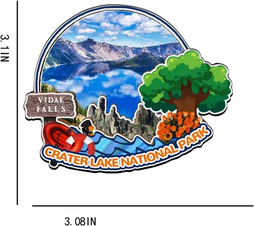 Miniatura 3 de Imán de madera para nevera del Parque Nacional del Lago Cráter de Oregón, Estados Unidos, Monumentos 3D de madera, recuerdos coleccionables