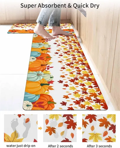 Miniatura 4 de Tapete de baño naranja de Acción de Gracias para bañera, antideslizante, de secado rápido y absorbente, de tierra de diatomeas, para fregadero