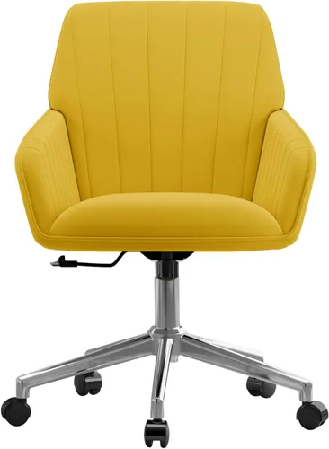 Miniatura 15 de Silla de escritorio de terciopelo con rayas para oficina en casa, silla tapizada moderna con altura ajustable y giro de 360°, con ruedas, silla