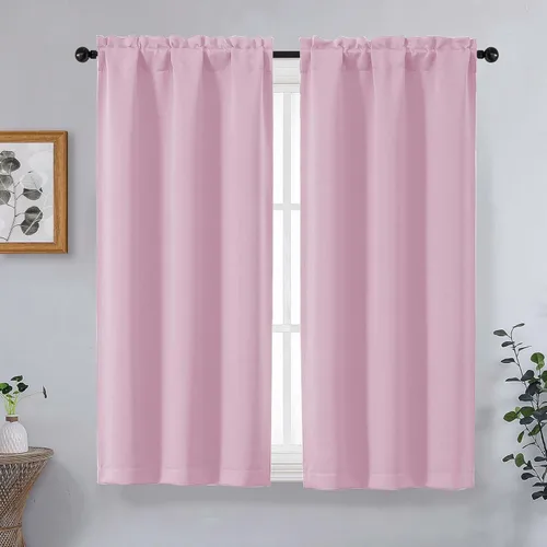 Miniatura 257 de OVZME Cortinas opacas turquesa para tratamiento de ventanas pequeñas, cortinas cortas con bloqueo de luz para ventana de cocina sobre el fregadero