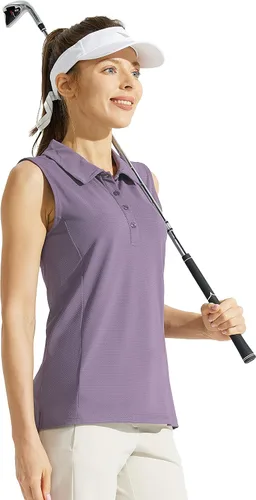 Miniatura 3 de Looleafy Women's Sleeveless Golf Shirt Quick Dry Tennis Tank Tops Golf Polo Shirts for Women with Collar