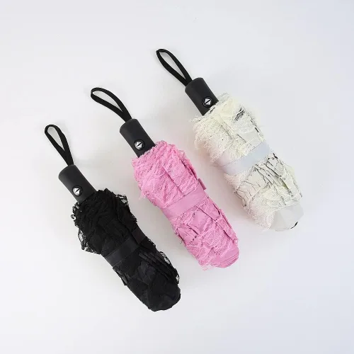 Miniatura 9 de Ruotong Unique - Sombrilla plegable de viaje con cierre automático y apertura automática resistente a los rayos UV sombrilla de encaje de princesa