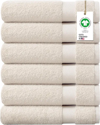 Miniatura 45 de Toallas 100% algodón orgánico de 22.93 oz/m² de felpa al tacto de secado rápido, paquete de 12 toallas de lavado de algodón orgánico, certificado