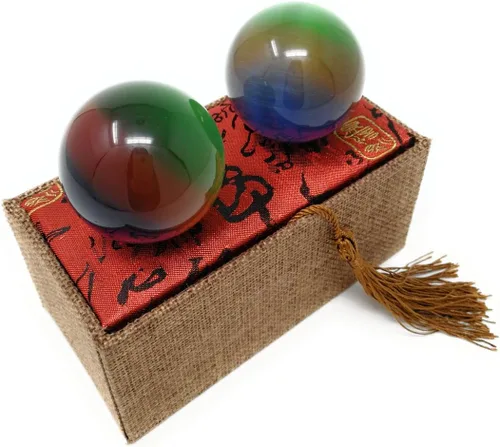 Miniatura 7 de Bolas de baoding de cuarzo con piedras preciosas artificiales de ojo de tigre para ejercicio de estrés chino (azul lago)