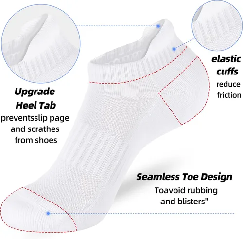 Miniatura 7 de ATBITER Womens Ankle Socks 6 Pairs Cushioned Running Athletic No Show Socks With Tab