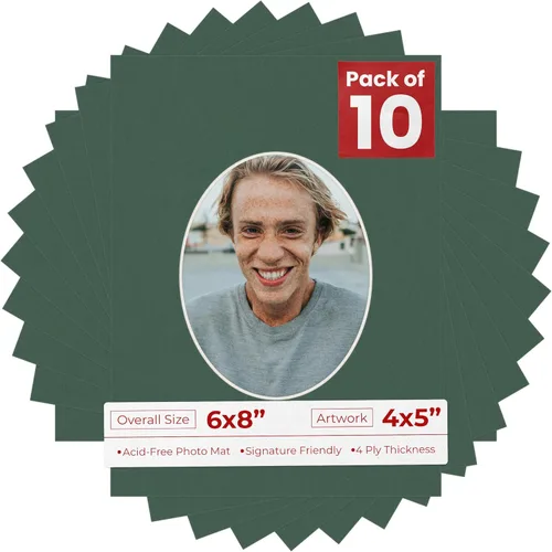 Miniatura 15 de Alfombrilla de 6 x 8 pulgadas, corte biselado para fotos de 4 x 5 pulgadas, diseño ovalado de color gris medio, sin ácidos, mate para proteger tus