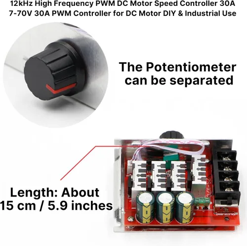 Miniatura 6 de RioRand Control de velocidad del motor PWM DC interruptor de control 7-70V 30A Fusible (RRLSKJAASSSSSSS)