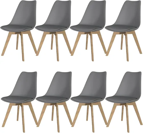 Miniatura 14 de SHGJ&SOFT Juego de 4 sillas de comedor modernas, sillas de cocina de piel sintética con respaldo alto, silla de tulipán con patas de madera maciza