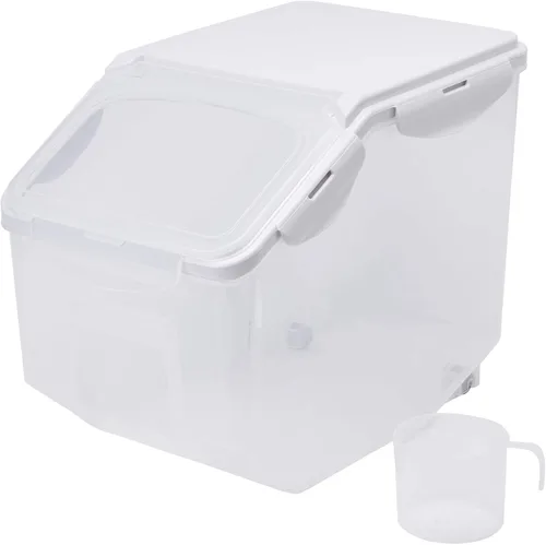 HANAMYA Contenedor de almacenamiento de arroz de 10 litros / 20 libras con taza medidora, sin BPA, para arroz | Grano | Alimento para mascotas |