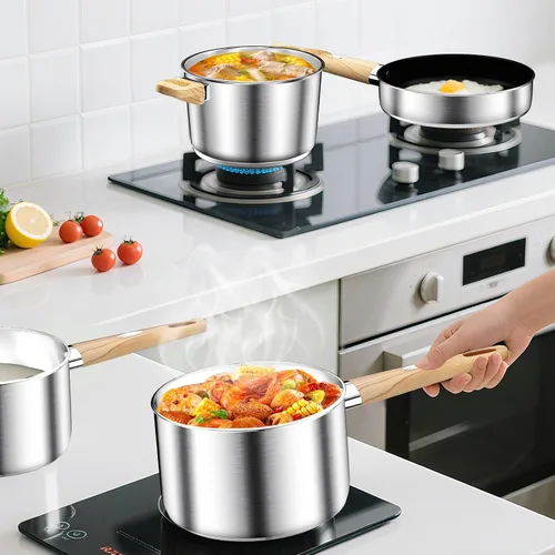 Miniatura 7 de DUTZUN Juego de utensilios de cocina de acero inoxidable, 13 piezas, ollas y sartenes, utensilios de cocina de inducción, juego de cocina de alta