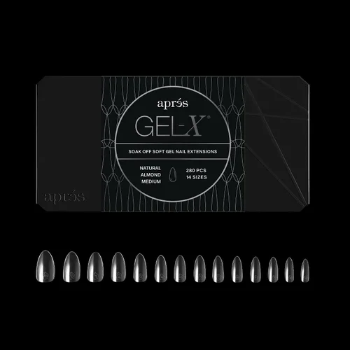 Miniatura 8 de Aprés Gel-X® Almendra Caja de Puntas de Uñas 280 Puntas Gel-X, Puntas Suaves, 14 Tamaños 00-9 Incluye mitades
