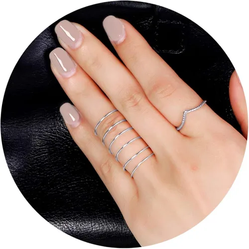 Miniatura 9 de Silvora - Anillo apilable de plata esterlina 5MM10MM15MM de ancho anillo abierto para dedo de la mano y del pie para mujeres hombres niñas joyería