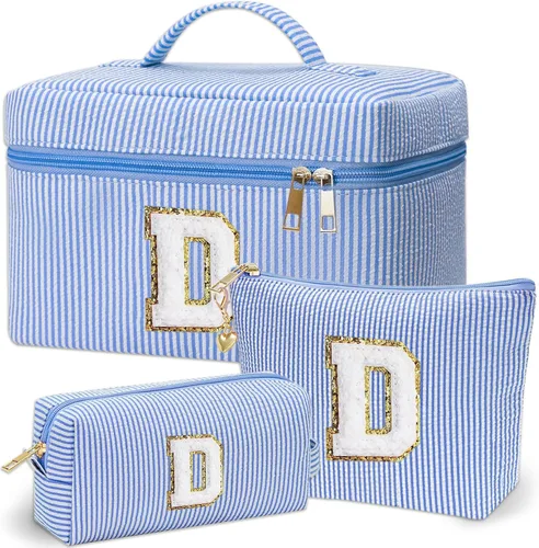 Miniatura 31 de Bolsa de maquillaje Adoryoung 3 piezas rosa+azul, Azul, A
