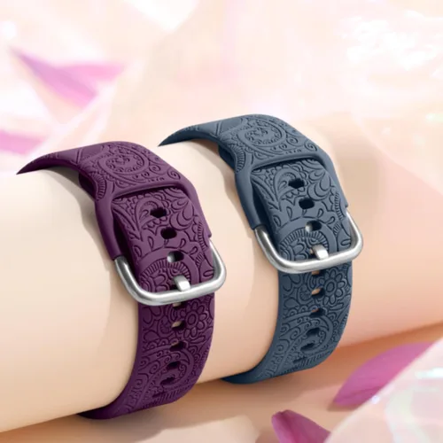 Miniatura 4 de Odbeai Correa compatible con Galaxy Watch 4, bandas grabadas florales compatibles con Samsung Watch 6, silicona suave, transpirable, impermeable
