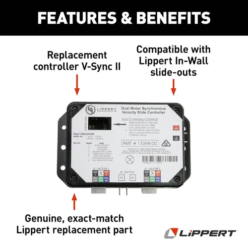 Miniatura 5 de Lippert - Controlador de repuesto V-Sync II para varios deslizamientos en la pared, versión 13398-DO para controladores 3398-C2, componente