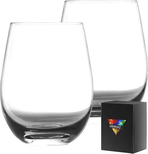 Copas de vino sin tallo para vino tinto o blanco (juego de 2), 18 onzas, copas de vino grandes para cabernet, pinot noir, borgoña, burdeos