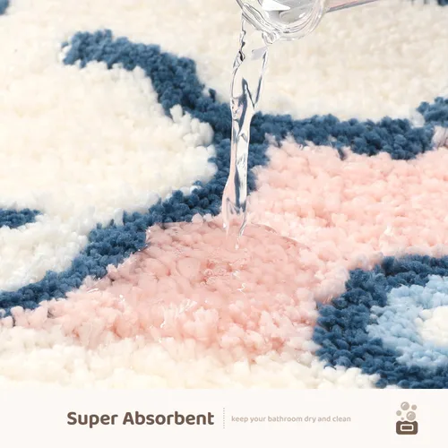 Miniatura 4 de Molesun Tapete de baño de conejo, extra suave y absorbente, lindo, lavable a máquina, tapete antideslizante de animales para bañera, ducha y baño