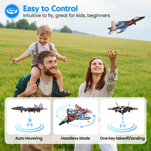 Miniatura 3 de Avión RC, avión de control remoto de espuma, dron para niños, avión RC para niños y niñas, helicóptero de combate con luces LED, retención