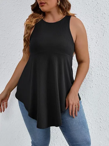 Miniatura 5 de SweatyRocks Women' Loose Sleeveless Solid Color Casual Plain Tank Tops Plus Size Curved Hem Workout Summer Tee Tops