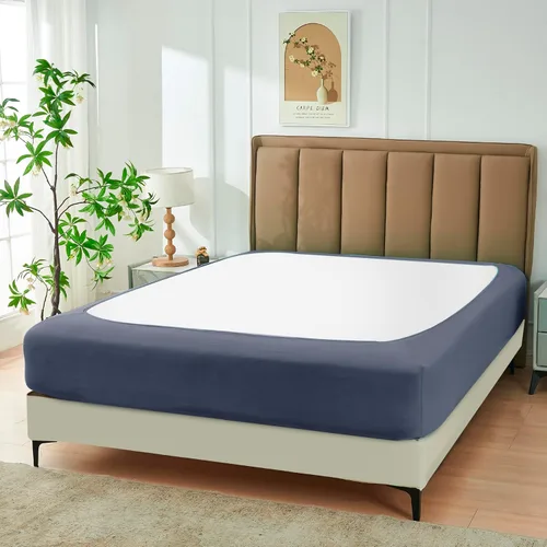Miniatura 15 de Biscaynebay - Cubierta decorativa para somier tamaño Twin y Twin XL, falda de cama elástica de punto de jersey negro de lujo, envoltura de 4 lados