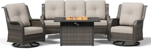 Miniatura 61 de Joyside Juego de sillas de mimbre para patio, juego de 3 piezas de mimbre para exteriores con 2 sillas reposabrazos y 1 mesa auxiliar para terraza