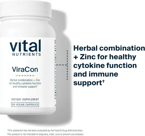 Miniatura 3 de Vital Nutrients ViraCon - Suplemento vegano de apoyo inmunológico* - Zinc, saúco, extracto de raíz de regaliz y otras hierbas para un apoyo