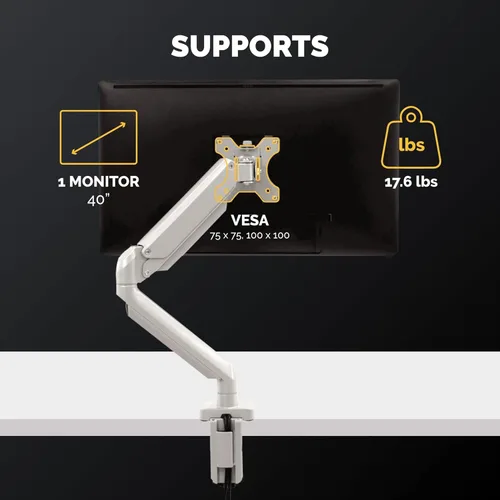 Miniatura 3 de Fellowes Platinum Series - Brazo de monitor único para monitores de 40 pulgadas, movimiento completo, rotación de 360°, montaje VESA con ojal o Plata