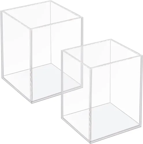 Ptaedex Paquete de 2 Portaplumas de Bolígrafos y Lápices de Acrílico, Portabrochas de Maquillaje Transparente, Almacenamiento en Forma de Taza,