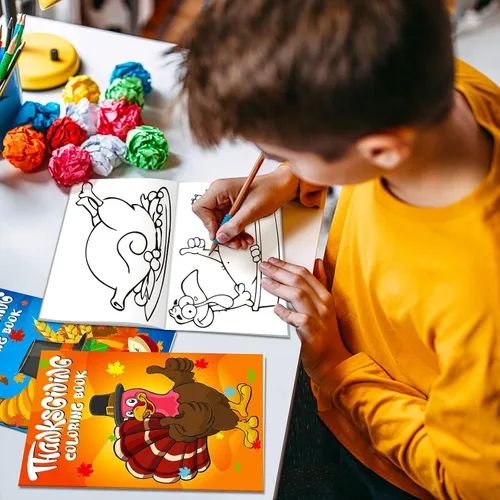 Miniatura 5 de Omgouue 36 piezas de libros para colorear de Acción de Gracias para niños, lindo libro para colorear de Acción de Gracias para niños de todas
