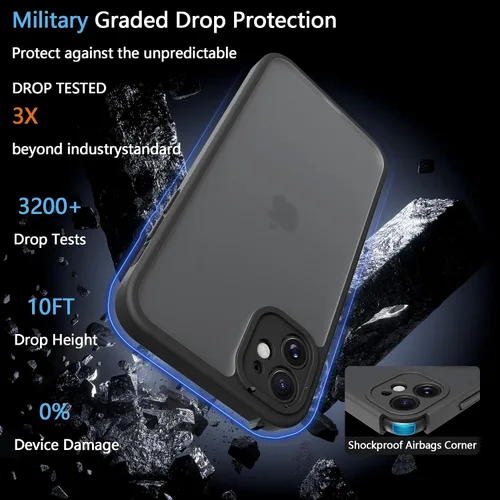 Miniatura 6 de Funda Translúcida Mate para iPhone 11, [Protección contra Caídas de Grado Militar de 10 Pies] Parachoques Protector Delgado Duradero Resistente a