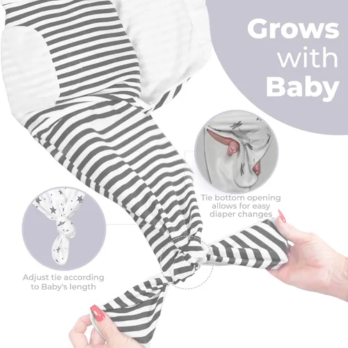 Miniatura 4 de Jam Naturals - Conjunto de 3 mantas y gorro de velcro ajustable con lazo orgánico, Gris