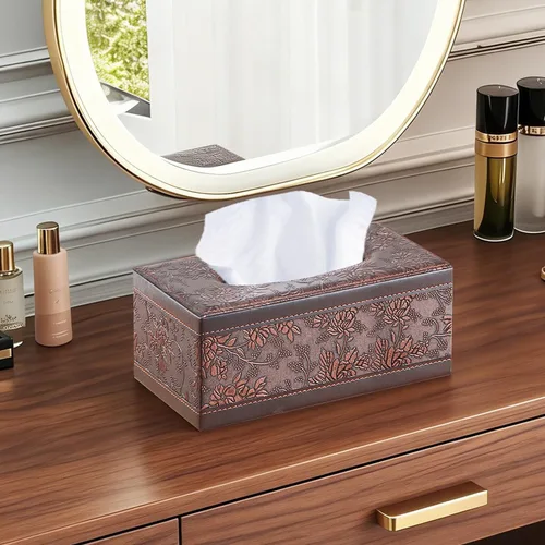 Miniatura 6 de Funda rectangular de cuero para caja de pañuelos, soporte de caja de pañuelos moderno rectangular para toallas de papel, dispensador de pañuelos
