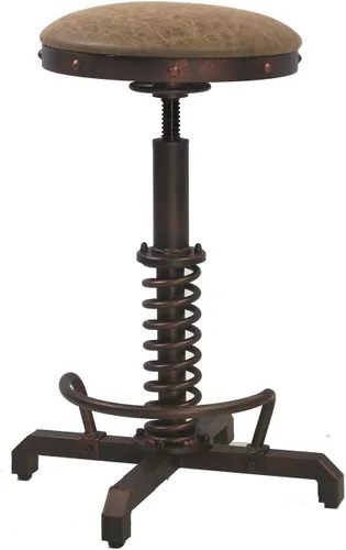Miniatura 12 de Topower Industrial Retro Vintage Farm Asiento de madera Tractor Taburete Cocina Giratorio Altura Ajustable Taburete de bar Rojo Antiguo