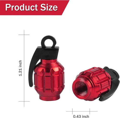 Miniatura 2 de SINGARO Tapón de válvula de neumático de aluminio, impermeable y a prueba de polvo, accesorios universales para SUV, automóvil, bicicleta y Rojo1