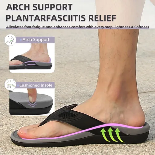 Miniatura 15 de MEGNYA Sandalias ortopédicas para hombre para fascitis plantar, sandalias atléticas con soporte para el arco, cómodas pantuflas para caminar