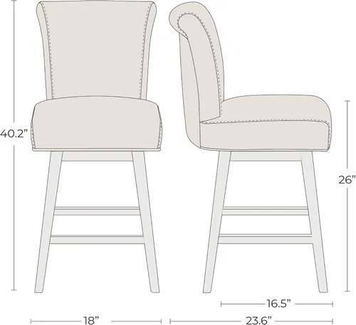 Miniatura 3 de CHITA Taburete giratorio de 26 pulgadas con altura de mostrador, taburete de bar tapizado moderno con respaldo certificado FSC de cuero sintético