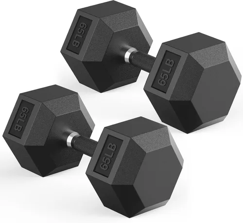 Miniatura 28 de HANDBODE Juego de mancuernas hexagonales de 40 a 570 libras, mancuernas de ejercicio y fitness con revestimiento de goma, peso de mano