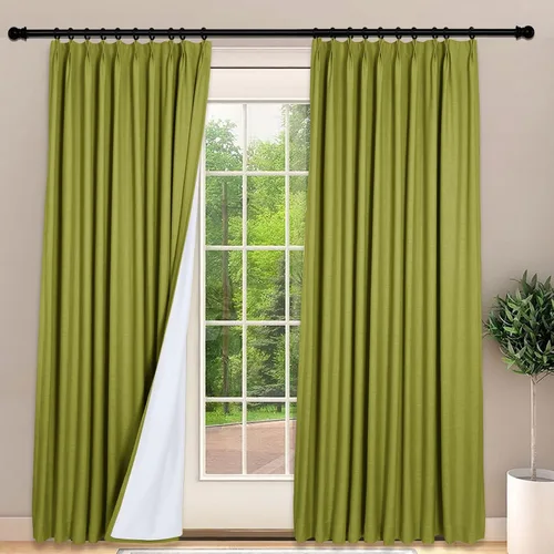 Miniatura 15 de Frelement Cortinas 100% opacas con forro térmico, cortinas de lino para decoración de Navidad, cortinas plisadas con aislamiento térmico