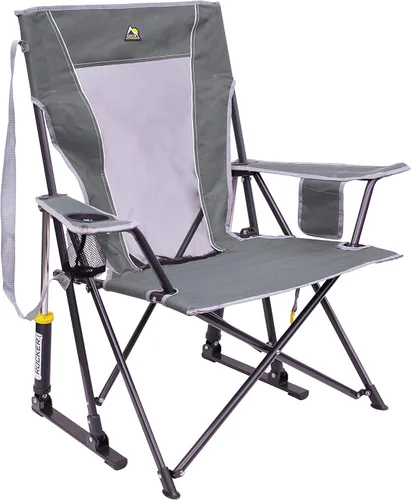 Miniatura 11 de GCI Outdoor Roadtrip Rocker Silla de Camping Silla Mecedora Portátil y Plegable con Reposabrazos Sólidos y Duraderos, Portavasos y Respaldo Verde